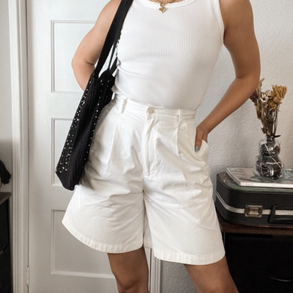 White High Waisted Shorts